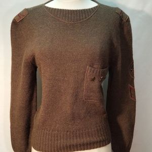 Krizia Maglia Italy Women's Military Patch Sweater